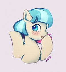 Size: 973x1059 | Tagged: safe, artist:drafthoof, derpibooru import, coco pommel, earth pony, pony, blushing, bust, female, mare, simple background, solo, white background