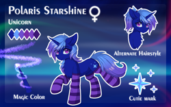 Size: 1920x1200 | Tagged: safe, artist:lunar froxy, derpibooru import, oc, oc only, oc:polaris starshine, pony, unicorn, chest fluff, clothes, ear fluff, ears, reference sheet, socks, solo, striped socks