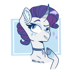 Size: 1491x1592 | Tagged: safe, artist:moccabliss, derpibooru import, rarity, pony, bust, portrait, solo