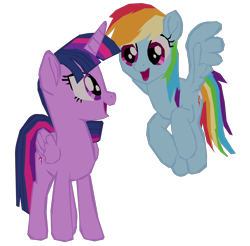 Size: 1280x1258 | Tagged: safe, artist:benpictures1, rainbow dash, twilight sparkle, twilight sparkle (alicorn), alicorn, pegasus, my little pony: the movie, duo, duo female, female, inkscape, looking at each other, mare, simple background, transparent background, vector