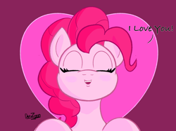 Size: 4098x3072 | Tagged: safe, artist:datzigga, derpibooru import, pinkie pie, earth pony, pony, bronybait, cute, diapinkes, eyes closed, heart, i love you, puckered lips, solo