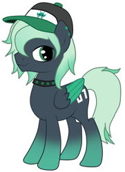 Size: 1057x1462 | Tagged: safe, derpibooru import, oc, oc only, oc:32-bits, pegasus, pony, androgynous, base used, baseball cap, cap, choker, coat markings, colored wings, hat, multicolored mane, multicolored wings, piercing, simple background, transparent background, wings