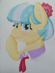 Size: 1024x1366 | Tagged: safe, artist:exobass, derpibooru import, coco pommel, flower, flower in hair, heart eyes, selfboop, traditional art, wingding eyes