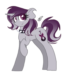 Size: 900x1044 | Tagged: safe, artist:gallantserver, derpibooru import, oc, oc:starshade chord, pony, unicorn, choker, female, mare, offspring, parent:shadow lock, parent:tempest shadow, simple background, solo, spiked choker, transparent background