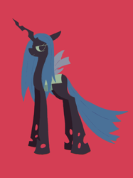 Size: 2048x2732 | Tagged: safe, artist:cyberspit, derpibooru import, queen chrysalis, changeling, changeling queen, female, high res, horn, lineless, red background, simple background, solo