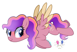 Size: 2568x1736 | Tagged: safe, artist:amicasecretuwu, derpibooru import, pinkie pie, pegasus, pony, alternate design, pegasus pinkie pie, race swap, simple background, solo, transparent background