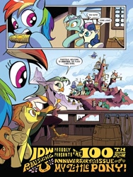 Size: 768x1024 | Tagged: safe, artist:andypriceart, derpibooru import, idw, bon bon, captain celaeno, lyra heartstrings, rainbow dash, spitfire, sweetie drops, spoiler:comic, spoiler:comic100, ornithia, preview, season 10