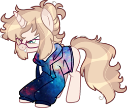 Size: 1229x1043 | Tagged: safe, artist:kurosawakuro, derpibooru import, oc, oc:charlie (broken-boulevard), pony, unicorn, base used, clothes, female, glasses, hoodie, mare, simple background, solo, transparent background