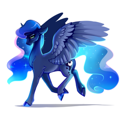 Size: 4300x4000 | Tagged: safe, artist:mylittlegodzilla, derpibooru import, princess luna, alicorn, pony, female, glowing mane, mare, simple background, solo, walking, white background