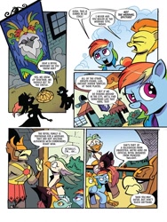 Size: 768x1024 | Tagged: safe, artist:andypriceart, derpibooru import, idw, bon bon, captain celaeno, lyra heartstrings, rainbow dash, spitfire, sweetie drops, spoiler:comic, spoiler:comic100, hawkman, ornithia, preview, season 10