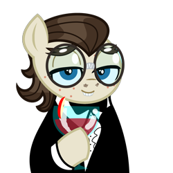 Size: 2048x2048 | Tagged: safe, artist:dtavs.exe, artist:exhumed legume, ponybooru exclusive, gizmo, earth pony, pony, acne, acres avatar, alcohol, apple slice, base used, bowtie, clothes, drink, glasses, hoof hold, lidded eyes, looking at you, male, simple background, smiling, smiling at you, solo, suit, transparent background, tuxedo, wine, wine glass