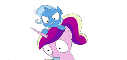 Size: 726x344 | Tagged: safe, artist:doublewbrothers, princess cadance, trixie, pony, unicorn, thought crimes, background removed, counterparts, cute, diatrixes, female, filly, filly trixie, mare, simple background, teen princess cadance, transparent background, twilight's counterparts, vector, vector edit, younger, youtube link