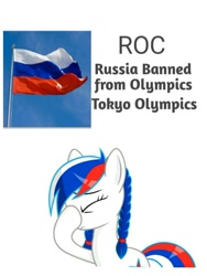 Size: 1500x1999 | Tagged: safe, oc, oc:marussia, deleted from derpibooru, nation ponies, olympics, olympics 2020, roc (olympics), russia, sad