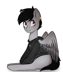 Size: 2800x3200 | Tagged: safe, artist:ranillopa, derpibooru import, oc, oc only, pegasus, pony, clothes, commission, digital art, female, hooves, mare, simple background, sitting, solo, tail, white background, wings