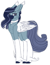 Size: 854x1110 | Tagged: safe, artist:inspiredpixels, derpibooru import, oc, oc only, pony, chest fluff, choker, coat markings, colored hooves, colored wings, simple background, socks (coat marking), solo, standing, transparent background, wings