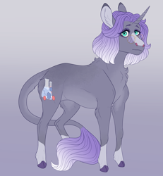 Size: 3720x4020 | Tagged: safe, artist:bluet0ast, derpibooru import, oc, oc only, pony, unicorn, colored hooves, gradient background, horn, leonine tail, solo, unicorn oc