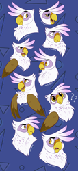 Size: 1500x3282 | Tagged: safe, artist:owlcoholik, derpibooru import, gilda, griffon, beak, chest fluff, cute, expressions, female, gildadorable, open beak, open mouth, question mark, solo, wings