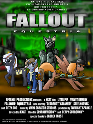 Size: 1018x1362 | Tagged: safe, artist:arconius, oc, oc only, oc:calamity, oc:littlepip, oc:steelhooves, oc:velvet remedy, earth pony, ghoul, pegasus, pony, undead, unicorn, fallout equestria, armor, balefire bomb, battle saddle, city, clothes, cowboy hat, dashite, explosion, fanfic, fanfic art, female, fluttershy medical saddlebag, gun, hat, hooves, horn, male, mare, medical saddlebag, megaspell, megaspell explosion, movie poster, mushroom cloud, nuclear explosion, pipbuck, poster, power armor, raised hoof, raised leg, rifle, ruins, saddle bag, spread wings, stallion, steel ranger, steel rangers, text, vault suit, wasteland, weapon, wings