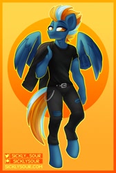 Size: 932x1388 | Tagged: safe, artist:sickly-sour, derpibooru import, oc, oc only, anthro, pegasus, unguligrade anthro, commission, male, solo