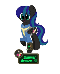 Size: 904x1116 | Tagged: artist needed, safe, derpibooru import, oc, oc:summer breeze (pegasus), clothes, pipbuck, vault suit