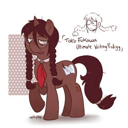 Size: 2000x2000 | Tagged: safe, artist:wiloptik, derpibooru import, pony, unicorn, braid, danganronpa, ponified, solo, toko fukawa