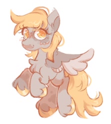 Size: 1101x1236 | Tagged: safe, artist:onionpwder, derpibooru import, derpy hooves, pegasus, pony, chest fluff, cute, derpabetes, female, mare, missing cutie mark, simple background, solo, unshorn fetlocks, white background