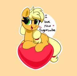 Size: 3712x3664 | Tagged: safe, artist:kittyrosie, derpibooru import, applejack, earth pony, pony, blushing, cute, freckles, jackabetes, missing accessory, open mouth, speech bubble