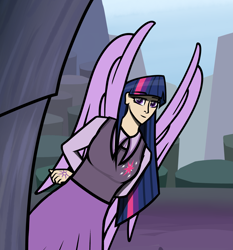 Size: 3377x3618 | Tagged: safe, artist:deroach, derpibooru import, twilight sparkle, twilight sparkle (alicorn), alicorn, human, fanfic:equestria project humanized, clothes, fanfic, fanfic art, humanized, winged humanization, wings