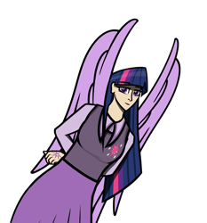 Size: 3377x3618 | Tagged: safe, artist:deroach, derpibooru import, twilight sparkle, twilight sparkle (alicorn), alicorn, human, fanfic:equestria project humanized, clothes, fanfic, fanfic art, humanized, simple background, transparent background, winged humanization, wings