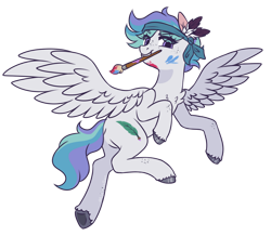 Size: 1024x893 | Tagged: safe, artist:lynesssan, derpibooru import, oc, oc:rio, pegasus, pony, female, mare, mouth hold, pencil, simple background, solo, transparent background