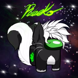 Size: 4000x4000 | Tagged: safe, artist:reekosukanku, derpibooru import, oc, oc:reeko, skunk, amogus, among us, crewmate, digital art, fanart, meme, photo, skunk stripe, skunk tail, solo, stink lines, sussy baka