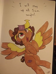 Size: 3072x4096 | Tagged: safe, artist:taurson, derpibooru import, oc, oc only, oc:hors, pegasus, pony, atg 2021, female, mare, newbie artist training grounds, solo, spread wings, traditional art, wings