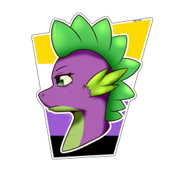 Size: 2160x2160 | Tagged: safe, artist:darmetyt, derpibooru import, spike, anthro, dragon, nonbinary, nonbinary pride flag, pride, pride flag, solo