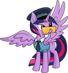 Size: 4316x4672 | Tagged: safe, artist:kopcap94, derpibooru import, twilight sparkle, twilight sparkle (alicorn), alicorn, pony, absurd resolution, police uniform, solo, sunglasses