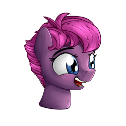 Size: 2000x2000 | Tagged: safe, artist:uteuk, derpibooru import, ember (g1), earth pony, pony, g1, female, filly, foal, head only, open mouth, simple background, smiling, white background