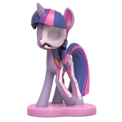 Size: 1000x1000 | Tagged: safe, derpibooru import, part of a set, twilight sparkle, unicorn twilight, pony, unicorn, 3d render, bone, dissectibles, female, freeny's hidden dissectibles, merchandise, organs, simple background, skeleton, solo, transparent background