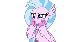 Size: 666x375 | Tagged: safe, edit, edited screencap, screencap, silverstream, hippogriff, uprooted, background removed, cropped, cute, diastreamies, hands on cheeks, jewelry, necklace, simple background, solo, vector