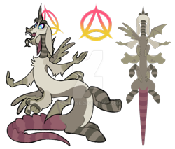 Size: 1920x1636 | Tagged: safe, artist:renhorse, derpibooru import, oc, oc:anarchy, draconequus, multiple limbs, multiple wings, simple background, transparent background, wings