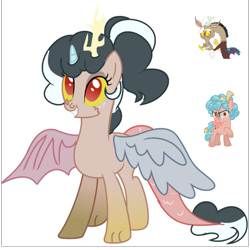 Size: 2048x2048 | Tagged: safe, artist:venomous-cookietwt, derpibooru import, edit, edited edit, editor:zcord, cozy glow, discord, oc, draconequus, hybrid, pony, female, fusion, high res, male, simple background, story included, transparent background, vector, vector edit