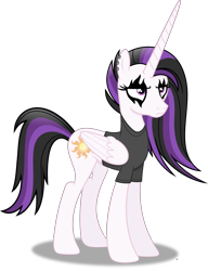Size: 5997x7828 | Tagged: safe, artist:anime-equestria, derpibooru import, princess celestia, alicorn, pony, absurd resolution, alternate hairstyle, bored, clothes, ear piercing, face paint, female, frown, goth, horn, mare, piercing, punklestia, shirt, simple background, solo, transparent background, vector, wings