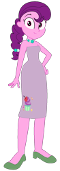 Size: 527x1502 | Tagged: safe, artist:louey, derpibooru import, sugar belle, equestria girls, clothes, dress, equestria girls-ified, high heels, jewelry, necklace, ponytail, shoes, solo, wide hips