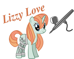 Size: 2733x2195 | Tagged: safe, artist:lt-fleur, derpibooru import, oc, oc only, oc:lizzy love, pony, unicorn, commission, cutie mark, female, mare, simple background, solo, tattoo gun, transparent background