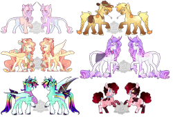 Size: 2500x1700 | Tagged: safe, artist:lavvythejackalope, derpibooru import, applejack, fluttershy, pinkie pie, rainbow dash, rarity, twilight sparkle, bat pony, earth pony, pegasus, pony, alternate design, bat wings, clothes, female, hat, leonine tail, mane six, mare, raised hoof, raised leg, rearing, simple background, straw, transparent background, wings