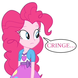Size: 1920x1920 | Tagged: safe, edit, pinkie pie, equestria girls, clothes, dialogue, female, solo, solo female, vector