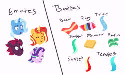 Size: 7500x4500 | Tagged: safe, artist:chub-wub, derpibooru import, fizzlepop berrytwist, phyllis, starlight glimmer, sunset shimmer, tempest shadow, trixie, pony, unicorn, bacon, crackers, emotes, eyes closed, female, food, mare, meat, peanut butter, peanut butter crackers, plant, potted plant, pun, rug, simple background, white background
