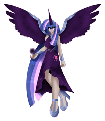 Size: 6229x7188 | Tagged: safe, artist:eeveeglaceon, derpibooru import, twilight sparkle, human, absurd resolution, alicorn humanization, female, horn, horned humanization, humanized, nightmare twilight, nightmarified, simple background, smiling, solo, transparent background, winged humanization, wings