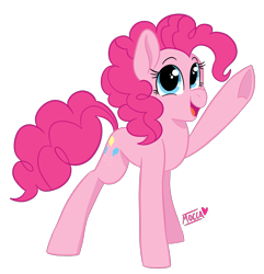 Size: 1507x1561 | Tagged: safe, artist:moccabliss, derpibooru import, pinkie pie, pony, raised hoof, raised leg, simple background, solo, transparent background