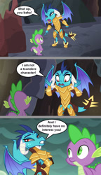 Size: 1024x1776 | Tagged: safe, artist:silverbuller, derpibooru import, edit, edited screencap, screencap, princess ember, spike, gauntlet of fire, blatant lies, comic, screencap comic, tsundember, tsundere