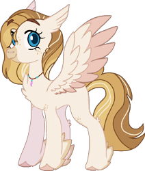 Size: 698x824 | Tagged: safe, artist:rickysocks, derpibooru import, oc, oc only, oc:banana sunrise splitz, hippogriff, hybrid, pony, female, hippogriff oc, interspecies offspring, magical lesbian spawn, offspring, parent:pinkie pie, parent:princess skystar, parents:skypie, simple background, solo, transparent background