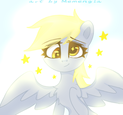 Size: 1293x1200 | Tagged: safe, artist:memengla, derpibooru import, derpy hooves, pegasus, pony, cute, derpabetes, female, mare, solo, starry eyes, stars, wingding eyes